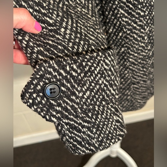 Sherwood Vintage Wool Double Breasted Midi Coat Black and White See Meas. - Picture 5 of 15